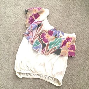 FREE PEOPLE One Shoulder Floral Top